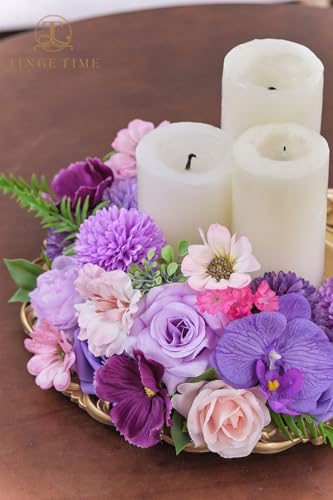 TINGE TIME Fake Flowers Artificial Flowers Peonies Bulbous Chrysanthemum Daisy Hydrangea Sunflower Violets Dahlia Daffodils Epiphyllum Orchid Cherry Blossom Camellia Leyaron (Purple) - color: Light Purple