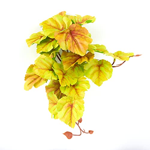 Reptile Plants for Terrarium, Amphibian Habitat Decor Artificial Hanging Plants with Suction Cup - Fake Heuchera Micrantha Yellow - color: Fake Heuchera Micrantha Yellow