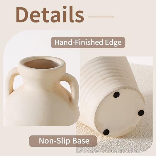 White Ceramic Rustic Flower Vase, 10.83 Inch Pottery Modern Vase for Shelf, Tabletop, Vintage Farmhouse Home Decor for Coffee Table, Living Room, Mantle, Fireplace, Entryway - color: White Rustic 10.83 Inch