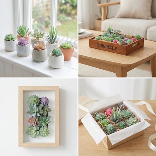18 Pcs Artificial Succulents, Realistic Succulent Plants,Unpotted Faux Succulent for DIY Crafting Floral Wall Garden Arrangement Home Office Decoration