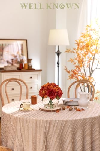Artificial Flowers in Vase, Silk Peonies Flowers with Faux Water, Burnt Orange Fake Flower Arrangement for Summer Autumn Home Wedding Birthday Party Dining Table Centerpieces Decor & Mom's Gift - color: Burnt Orange