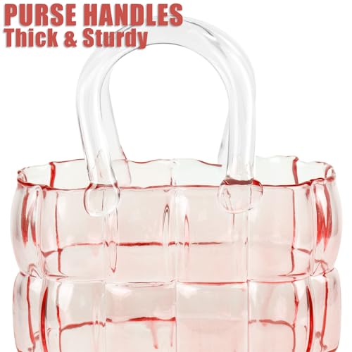 Unique Pink Purse Vase for Flowers,11'' Handmade Thicken Bubbled Glass Bag Vases with Gradient Color for Home Decors .Great Clear Purse Flower Vase for Centerpiece,Floral Arrangement,Wedding Decors. - color: Pink, size: 11 inches x 7 inches x 4 inches