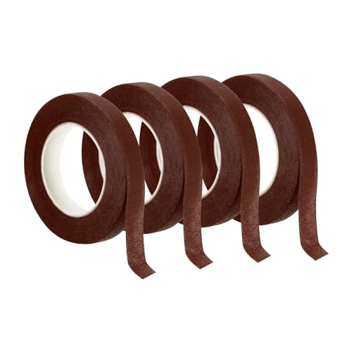 PATIKIL 30 Yard Floral Tapes, 4 Pack Florist Tape Crepe Paper Flowers Bouquets Tapes Waterproof for Flower Stem Wrapping, Red Brown (27 Meters)