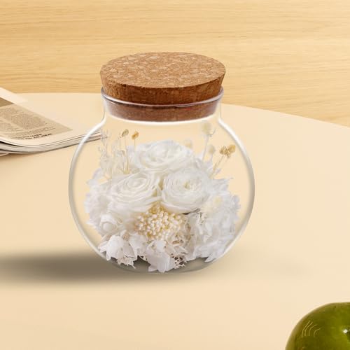 NATROSES Christmas Birthday Gifts for Women - Handmade Preserved Flowers Wish Bottle for Valentine's Day, Mother's Day, Anniversary, Home Decor (White) - color: White