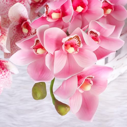 XIYUAN 28.5inch Artificial Phalaenopsis Flowers 2 Bunch 10 Large Petals Orchids Fake Cymbidium Flowers Artificial Orchid Flowers Stem Plants Latex Phalaenopsis Branches for Home Décor (Pink) - color: Pink 10 Heads