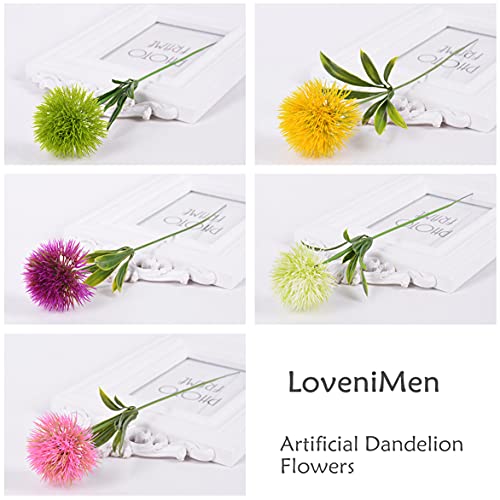 Artificial Dandelions (5 Colors x 2 Pcs) Faux Flowers Bouquets Fake Dandelion Flower, Decor Indoor Outdoor for Outside DIY Craft Plastic Flower for Home Wedding Party Decoration - color: Dandelions 5 Colors X 2 Pcs