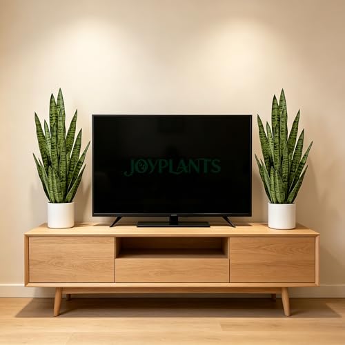 Fake Snake Plant 3FT, 35" Artificial Potted Plant with White Pot, Realistic Faux Floor Plant for Home Decor, Low Maintenance No Watering Needed for Desk Corner Office & Pet Areas (Green) - color: Sansevieria Green 35in