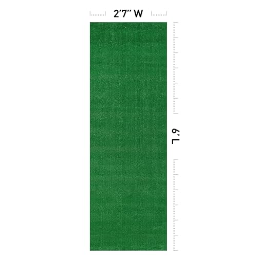 Rugshop Artificial Grass Indoor Outdoor Runner Rug, Lightweight Synthetic Turf with Rubber Backing, Easy to Clean Polypropylene Lawn Mat for Patio, Balcony, Deck, 2'7" x 6' Green - size: 2'7" x 6' (Rectangular)
