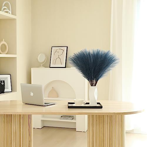 Wertuirk Blue Pampas Grass Decor - 30pcs 24 Inch Faux Pampas Grass Decor, Tall Pampas Grass for Floor Vase, Table Centerpieces, Wedding, Party and Blue Living Room Decor - color: Blue, size: 30 Pieces
