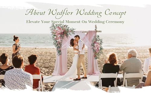 Wedding Arch Flowers with Drapes Kit (Pack of 4) - 2pcs Artificial Dusty Rose Deluxe Swag with 2pcs Sheer Drapes for Wedding Ceremony Arbor Reception Backdrop Rose Floral Decoration - color: Dusty Rose