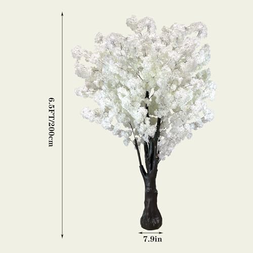 White Artificial Cherry Blossom Trees 6.5ft, Faux Cherry Blossom Tree White Tree for Office Home Wedding Office Living Room House Indoor Outdoor Decor (2Pack - color: White 2pack