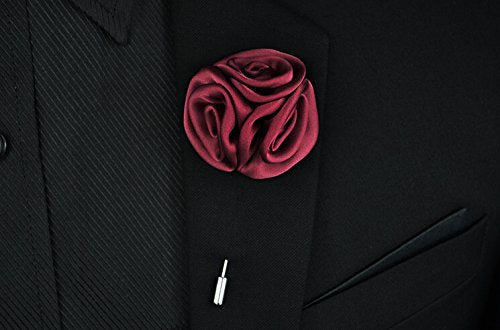 Flairs New York Gentleman's Essentials Premium Handmade Flower Lapel Pin Boutonniere - color: Candy Red [Bouquet]
