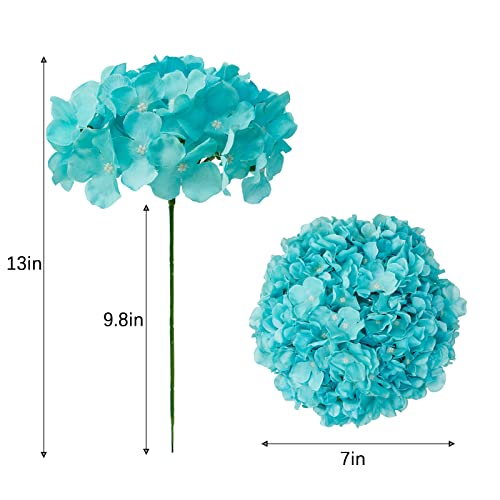 Artificial Hydrangea Flowers Tiffany Heads 10 Fake Hydrangea Silk Flowers for Wedding Centerpieces Bouquets DIY Floral Decor Home Decoration with Stems - color: 10pcs Tiffany, size: Large
