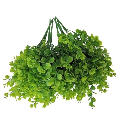8 Bundles Multi colored artificial eucalyptus leaves, plastic plants, outdoor plants, indoor decorative artificial plants, porch window frames, green plant decorations (8, Pure light green) - color: Pure Light Green