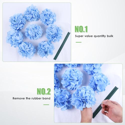 AVIVIHO 65pcs Blue Hydrangea Artificial Flowers Bulk (Not Squished, No Steaming Need) Silk Flowers with Stems Fake Flowers for Wedding Decor,Home,Baby Shower,Table Centerpieces Decoration - color: Blue, size: Medium