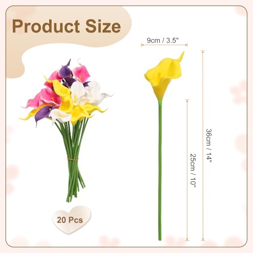 HARFINGTON 20pcs Artificial Calla Lily Fake Silk Flower Bouquet Real Touch for Home Garden Wedding Party Decoration, 4 Colors - color: 4 Colors