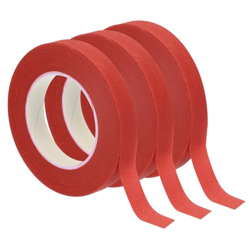 PATIKIL Floral Tape 1/2" x 30 Yard, 3 Pack Flower Wrap Adhesive Tape for Bouquet Stem Wrapping, Red - color: Red