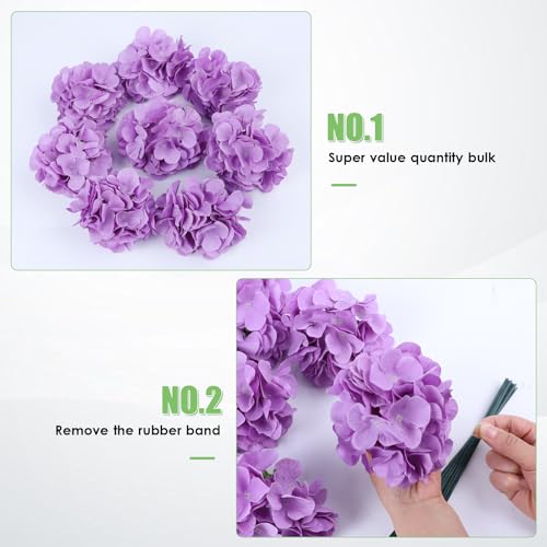 AVIVIHO 65pcs Lavender Fake Flowers Hydrangea Artificial Flowers Bluk (Not Squished, No Steaming Need) Hydrangeas Silk Flowers with Stems for Home Weddings,Table Centerpieces,Party Arch Decorations - color: Lavender, size: Medium