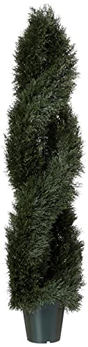 Nearly Natural 5ft. Pond Cypress Spiral Topiary UV Resistant (Indoor/Outdoor) - size: 60 in x 12 in x 12 in