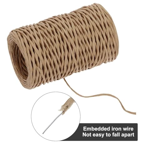 MECCANIXITY Floral Wire 164ft/50m 2mm Vine Bind Wire Rustic Craft Wrapping Metal Wire for Flower Bouquet Wreath Making, Light Brown - color: Light Brown, size: 2mmx50m