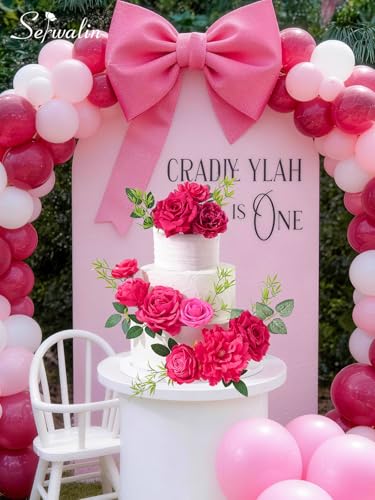 Serwalin Hot Pink Flowers Artificial, Magenta Silk Fake Roses Flowers, Faux Flowers for DIY Wedding Bouquets Cake Decoration Baby Shower Centerpieces Floral Arrangements Party Decor - color: Hot Pink Magenta, size: Grand