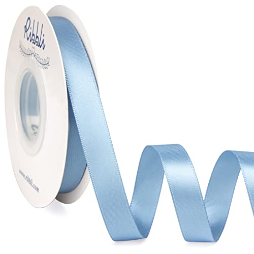 Ribbli Dusty Blue Satin Ribbon,Double Faced Satin 1/2 inch x Continuous 25 Yards,Use for Bows Bouquet,Gift Wrapping,Wedding Decoration,Floral Arrangement - color: Blue Dusty, size: 1/2 inch