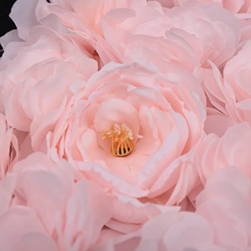 Gdrasuya10 4pcs Realistic Flower Wall Background Artificial Flowers Wall Backdrop Panel 3D Silk Rose Fake Flower Wall Panel Banquet Wedding Party Decor, Photography Background 60 x 40 cm - color: 4pcs, Rose + Light Pink