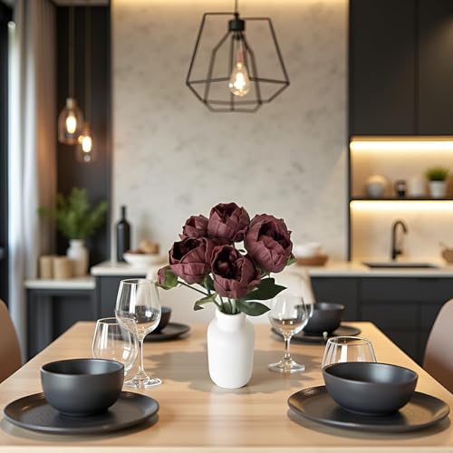 Artificial Peony Flowers 6 Pack 14 Inch Burgundy Real Touch Faux Peonies for Home Decor, Table Centerpieces, Wedding Bouquets - color: Burgundy