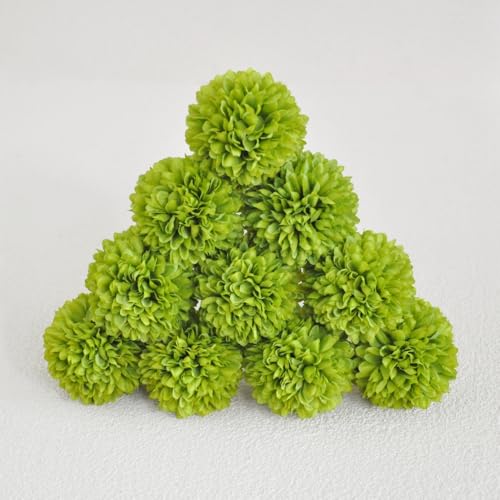 Artificial Chrysanthemum Ball Flowers Hydrangea Arrangement Bouquet Presents Decor 10pcs Without Vase (Green) - color: Green