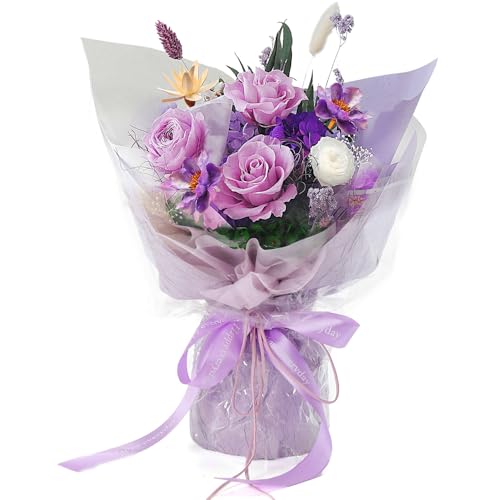 BestFlower Mothers Day Flowers Bouquet Gifts for Mom,Roses Bouquet Gifts for Women Mom Wife from Daughter,Fresh Flowers for Delivery/Purple Rose - color: D-purple B