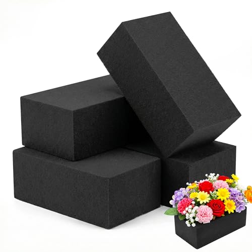 Max Shape Black Floral Foam Blocks for Artificial & Dried Flowers, Reusable Floral Foam Blocks, Water Resistant Flower Foam Blocks, Dry Floral Foams for Artificial Flowers (4, 5.51x3.15x1.77) - color: 4 Pack, size: 5.5x3.1x1.8"