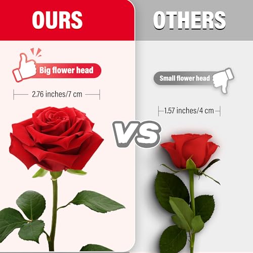 20PCS Artificial Roses with Long Stems - Realistic Silk Flowers, Fake Roses Real Touch Bouquet of Roses for Mother's Day, Home Decor, Bridal Wedding Party, Bulk Faux Rose Flowers (Red) - color: Red, size: 20 PCS