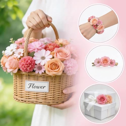 50 PCS Mini Pink Artificial Roses, Mixed Style Faux Flowers, Perfect for Gift Decoration, Cupcake Topper, Wedding, Home Decor, Dress Accents & DIY Crafts