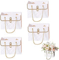NADUSEP 4 PCS Flower Paper Gift Box, Bouquet Storage Bucket Florist Handbag with Metal Chain Floral Bouquet Wrapping Basket, Gift Wrap Bags for Wedding, Birthday, Celebrating, Valentine's Day, Mother's Day, Bridal Shower, Anniversary, Thanksgiving, Christ
