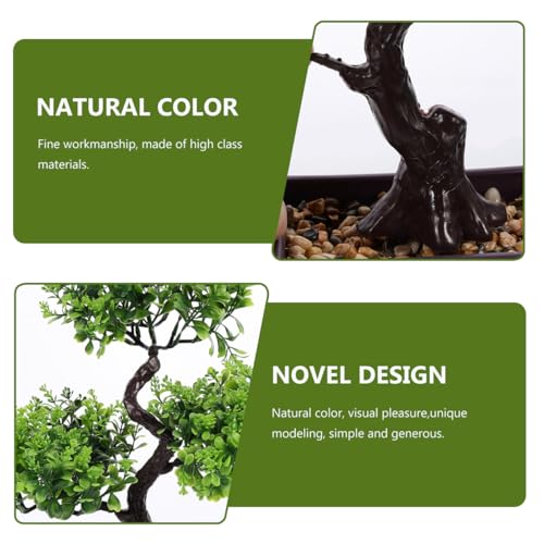 Cabilock Artificial Bonsai Tree, Fake Potted Bonsai Plants Decoration, Desktop Realistic Welcoming Pine Ornament for Home Office Entryway Chests Decor, Red (Green) - color: Green
