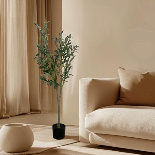 XBrand 4ft Artificial Olive Tree, Realistic Faux Olive Plant for Indoor Decor - color: Olive Tree - 4ft