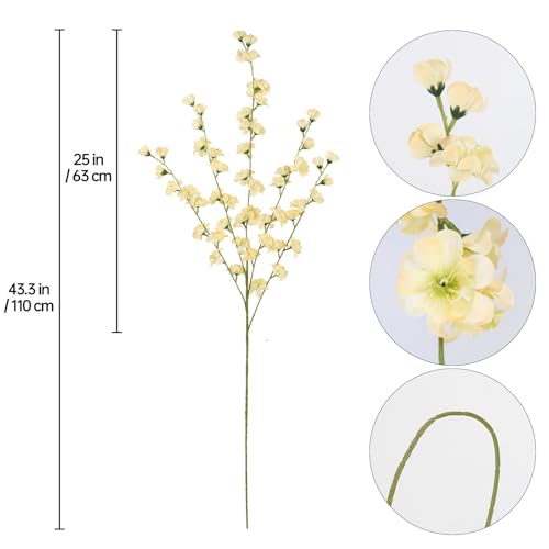 5pcs Champagne Artificial Delphinium Flowers 43.3 Inch Tall Fake Silk Flowers Larkspur Artificial Flowers for Wedding Centerpiece Home Party Garden Outdoor Decor(Champagne) - color: Champagne