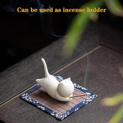 LYART Warrior Statue Figurine - Tea Pet Ornament Accessories - Cute Kung Fu Decoration Gift for Tearoom, Home, Office - Children's Day Gift for Tea Lovers - color: Cute Cat-a Pair