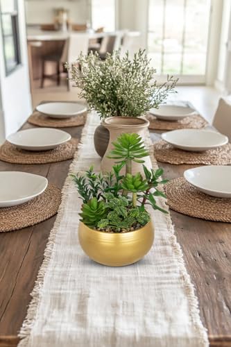 DILATATA Artificial Succulent Plants in Gold Pot Faux Succulent Arrangement Fake Potted Plants with Pebbles for Home Office Desk Shelf Table Decor - color: Gold #02