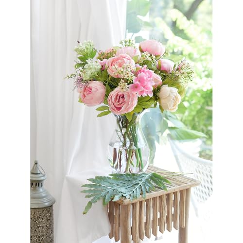 FiveSeasonStuff Vintage Artificial Peonies Silk Peony Flowers and Hydrangeas for Wedding Bridal Home Décor – Beautiful Floral Centerpiece Arrangement Decoration with 2 Bouquets (Charm Pink) - color: Charm Pink