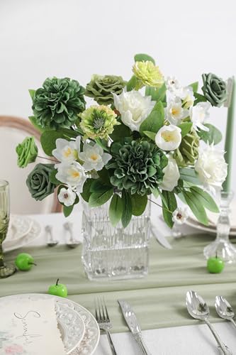 rongflower Green Artificial Flowers Combo Set Fake Flower Leaf Box with Stemst for DIY Wedding Bridal Bouquet, Centerpieces, Home Decor, Floral Arrangement Decor - color: Green
