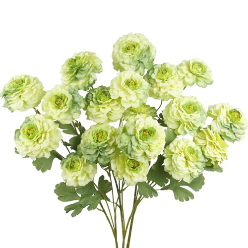3 Pcs Artificial Flowers Spring Summer Green Zinnia Silk Flowers with Long Stems Zinnia Elegans Artificial Flowers for Outdoors Floral Arrangements Table Centerpieces Wedding Party Home Decor - color: Green