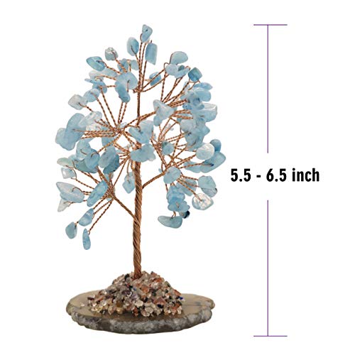 Mina Heal Healing Crystals Tree/Bonsai Tree for Home Decor, Room Decor and Office Desk, Spiritual Gifts for Energy Healing, Good Luck Gifts for Wealth & Prosperity, and Decorative Home Accessories - color: Aquamarine(light Blue)