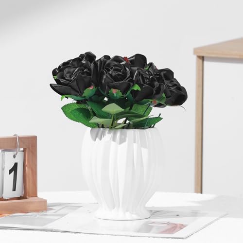 100Pcs Pre-Shaped Satin Ribbon Petals, DIY Forever Rose Making Supplies for Wedding Decor, Christmas, Mother's Day (Black) - color: 100 Pcs Black