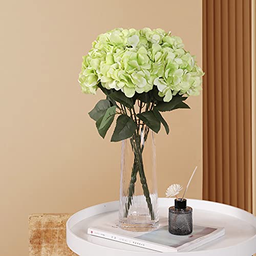 Jim's Cabin Silk Hydrangea Artificial Flowers 2 Bouquets, Lifelike Fake Flower Arrangements for Bedroom, Wedding, Cabin Decor & DIY Projects（Green） - color: Green