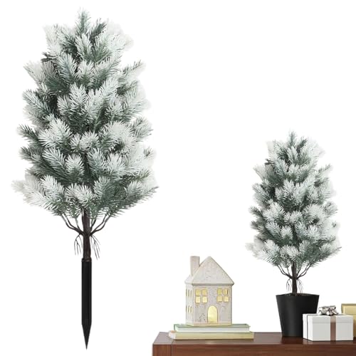 Artificial Cedar Topiary Tree, UV Rated, 21.6 Inch, Indoor Outdoor Plant with Ground Spike for Front Porch, Door, Office, Garden Decor (B, One Size) - color: B