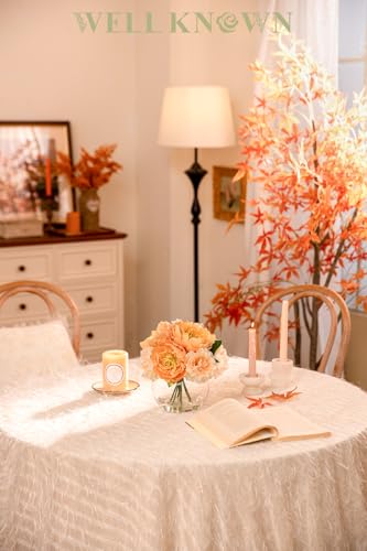 Artificial Flowers in Vase, Silk Peonies Flower Bouquet with Faux Water, Apricot & Champagne Fake Flower Arrangement for Spring Home Decor Wedding Party Dining Table Centerpiece & Mom's Birthday Gift - color: Apricot & Nude