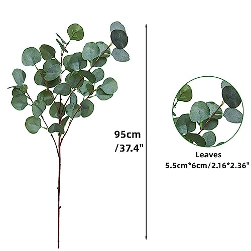 XZJMY 4 Pack Artificial Eucalyptus Stems Leaves 37.4" long Faux Eucalyptus Branches,Artificial Flowers Greenery for Home Decor Flower Arrangement Wedding Party Table Centerpiece (Green) - color: Green
