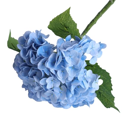 Blue Hydrangea Artificial Flowers - High-End 22.5cm Oversized Heads (4pcs) | Real-Touch Design | Perfect for Christmas, Weddings, Home Decor, Parties & Outdoor Use (Blue) - color: Blue