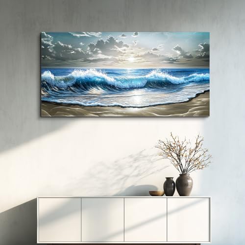 ZUITINGHUA Large Wall Decor For Living Room Canvas Wall Art For Office Modern Wall Decorations For Bedroom Beach Sunset Landscape Painting Ocean Wave Pictures Artwork Room Home Decor 24x48 In - color: Ocean Wave Beach Sunset, size: 48"L x 24"W